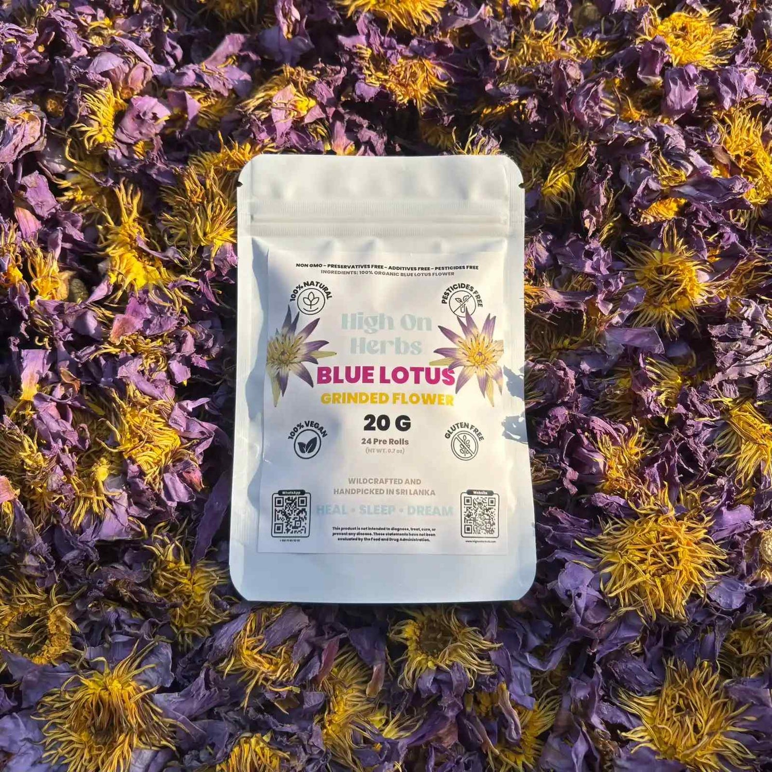 Grinded Organic Dried Blue Lotus Flower High on Herbs