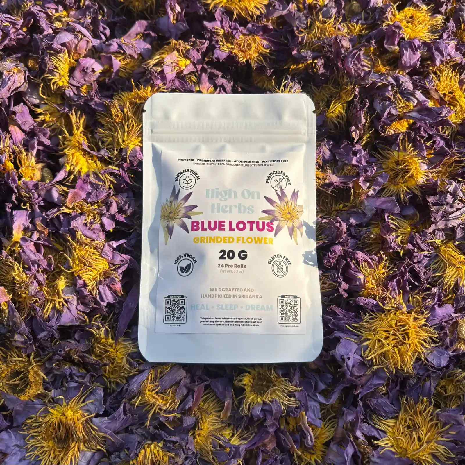 Grinded Organic Dried Blue Lotus Flower High on Herbs